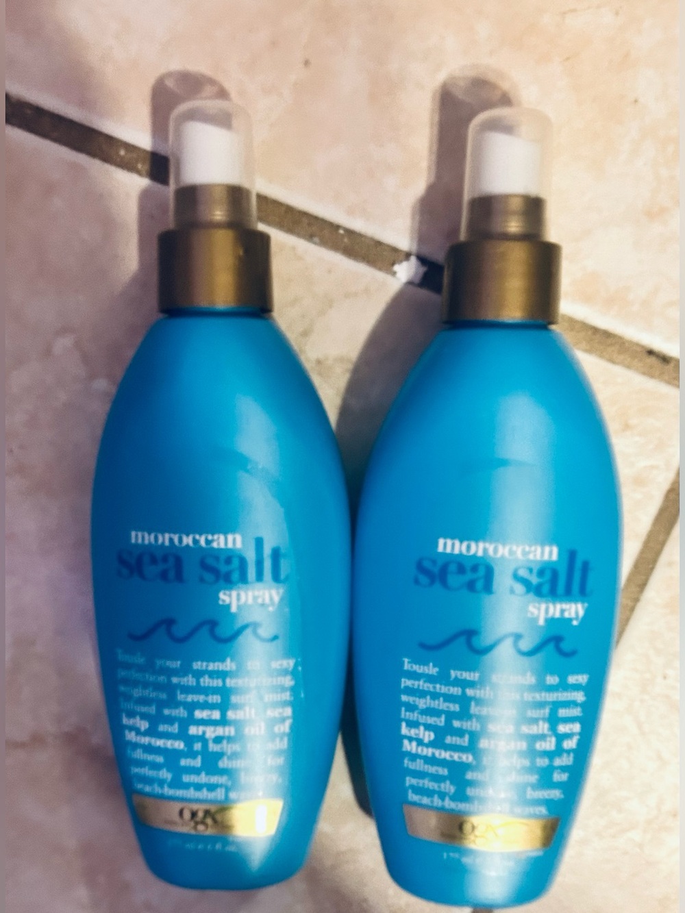 NET- OGX Moroccan Sea Salt Spray. Set of 2. 6 Fl. Oz Each. Discontinued.